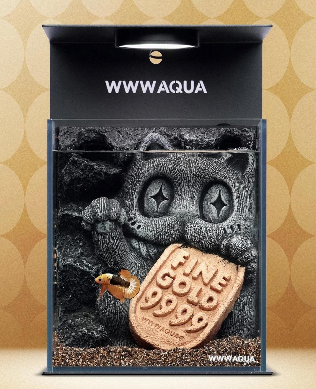 wwwaqua設計師造型桌上迷你魚缸生態魚缸套組
