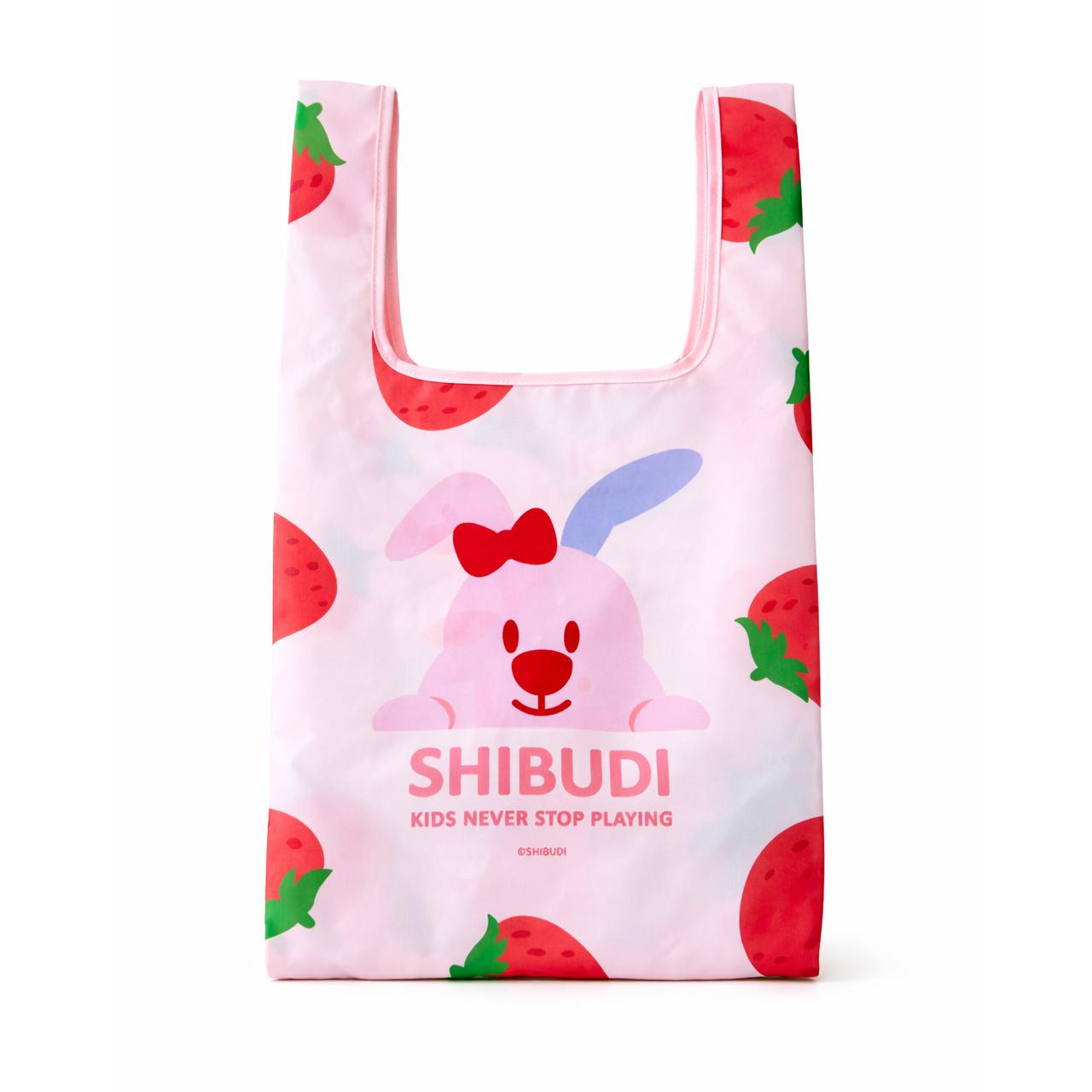 SHIBUDI尋寶獅環保造型掛件吊飾收納購物袋（草莓粉狗）